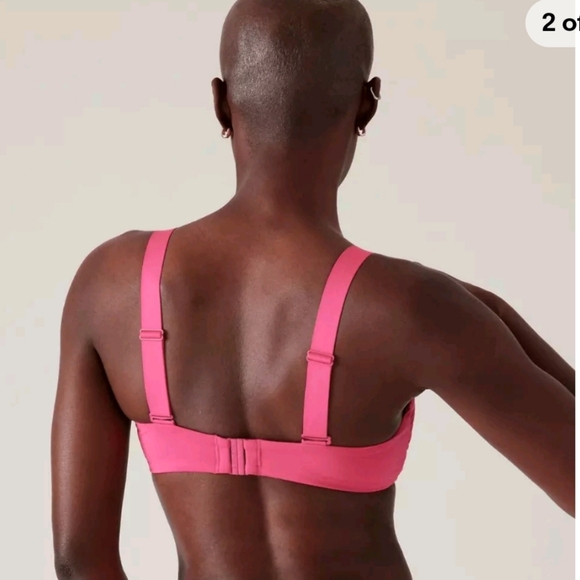 NWOT  Athleta size 36D/DD 32 A/ B SQUARE NECK V BRA CUP Swim TOP  Pink - Picture 10 of 10